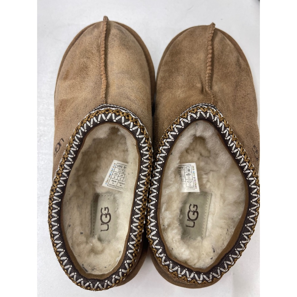 UGG Tasman Slipper Chestnut Suede Sheepskin Lining Shoes 1174470 Womens 6